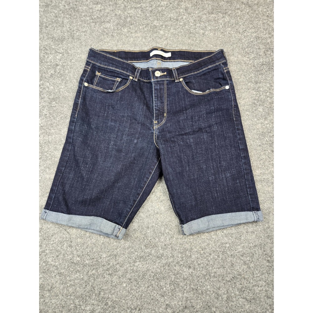 Levis Classic Bermuda Womens Dark Wash Stretch Denim Jean Shorts 31 29969-0030